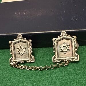 Pewter Star of David Tallit Clip With Clip From Israel